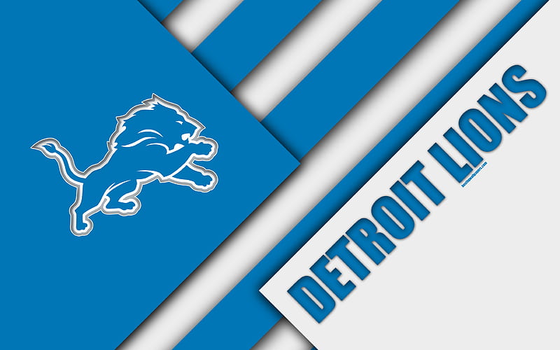 Detroit Lions logo, NFL, blue white abstraction, material design, American football, Detroit, Michigan, USA, National Football League, NFC North, HD wallpaper