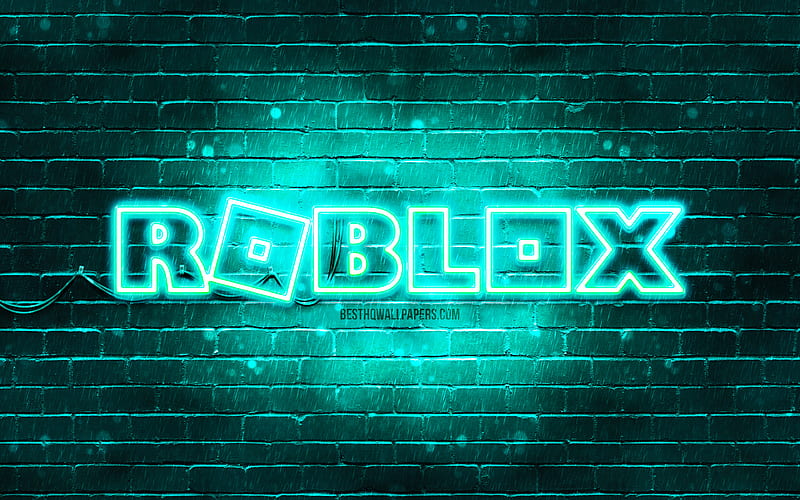 Roblox blue logo blue brickwall, Roblox logo, online games, Roblox neon logo,  HD wallpaper