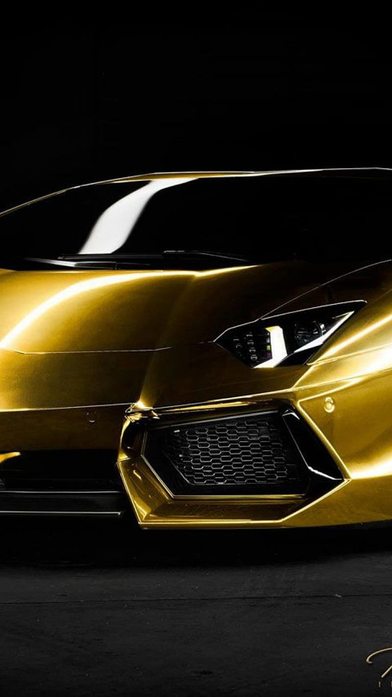 Goldlambo, gold, car, HD phone wallpaper