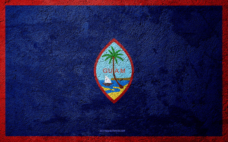Flag of Guam, concrete texture, stone background, Guam flag, Oceania, Guam, flags on stone, HD wallpaper