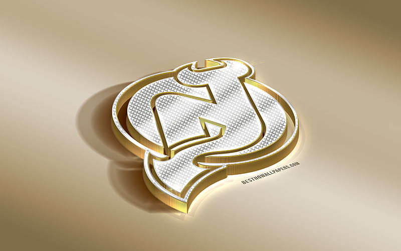 New Jersey Devils, American Hockey Club, NHL, Golden Silver logo, New Jersey, USA, National Hockey League, 3d golden emblem, creative 3d art, hockey, HD wallpaper