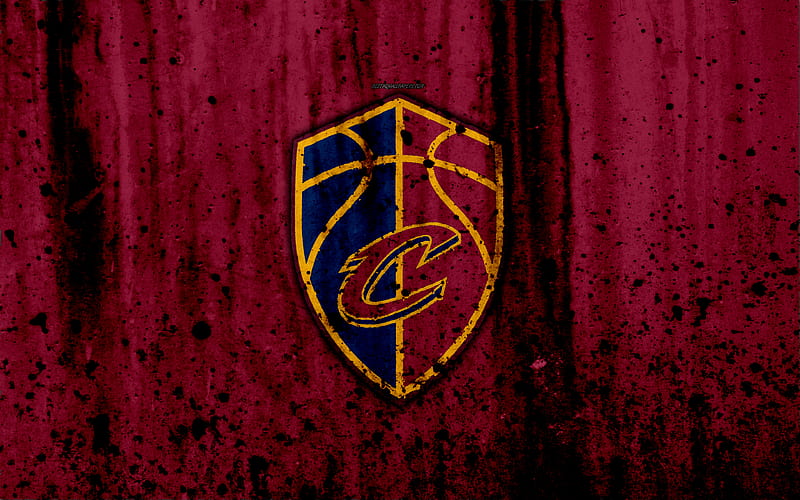 Cleveland Cavaliers, grunge, NBA, basketball club, Eastern Conference, USA, emblem, stone texture, basketball, Central Division, HD wallpaper