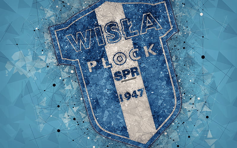 Wisla Plock FC geometric art, logo, blue abstract background, Polish football club, Ekstraklasa, Plock, Poland, football, creative art, HD wallpaper