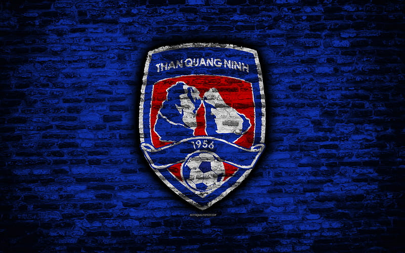 FC Than Quang Ninh logo, V League 1, Vietnam, soccer, Vietnamese football club, soccer Asia, Than Quang Ninh, football, brick texture, Than Quang Ninh FC, HD wallpaper