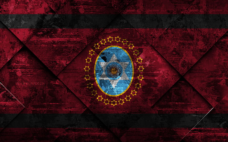 Flag of Salta grunge art, rhombus grunge texture, Argentine Province, Salta flag, Argentina, national symbols, Salta, provinces of Argentina, creative art, HD wallpaper