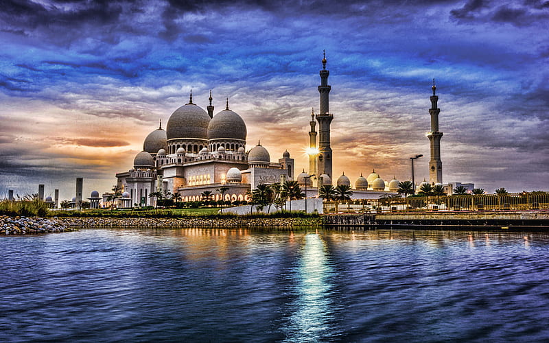 Sheikh Zayed Mosque, R, Abu Dhabi, United Arab Emirates, UAE, The Sheikh Zayed Grand Mosque, HD wallpaper