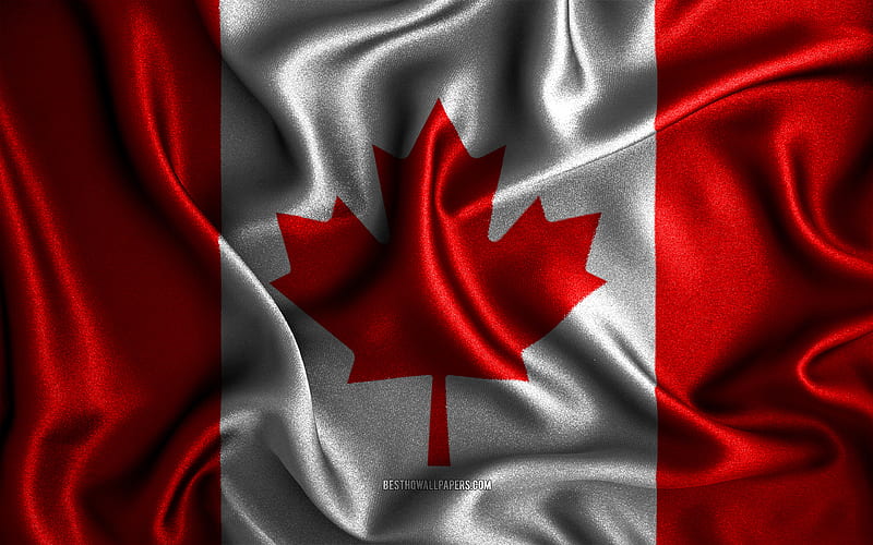 Canadian flag silk wavy flags, North American countries, national symbols, Flag of Canada, fabric flags, Canada flag, 3D art, Canada, North America, Canada 3D flag, HD wallpaper