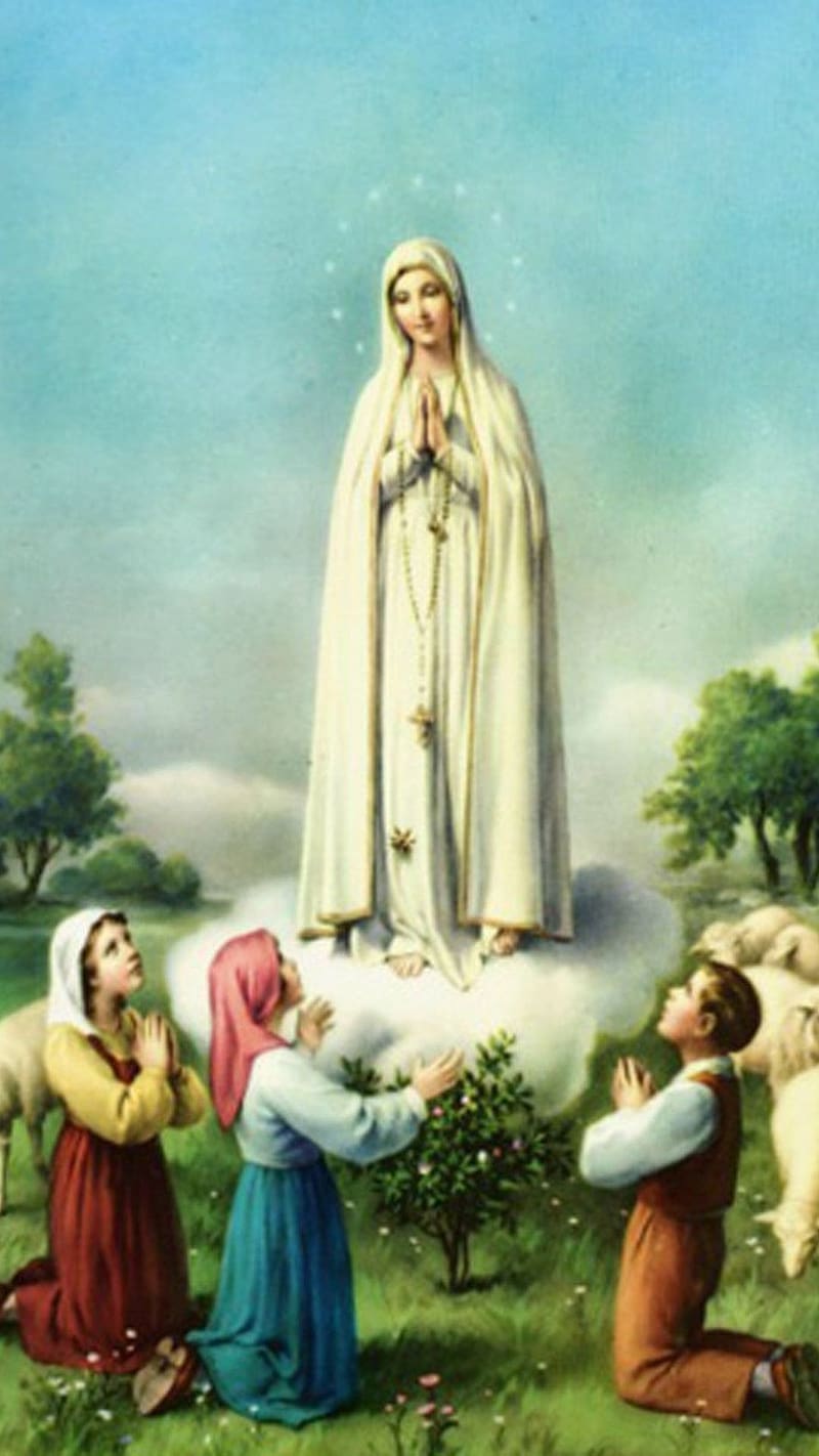 Mother Mary , With Childrens, childrens, blessed, god, virgin mary, HD phone wallpaper