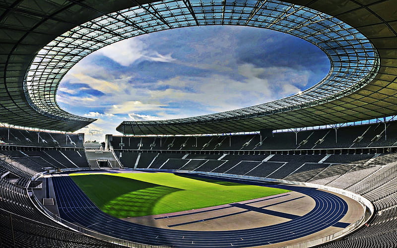 Olympiastadion Berlin, German Football Stadium, Hertha BSC Stadium, Football Field, Charlottenburg-Wilmersdorf, Berlin, Germany, HD wallpaper