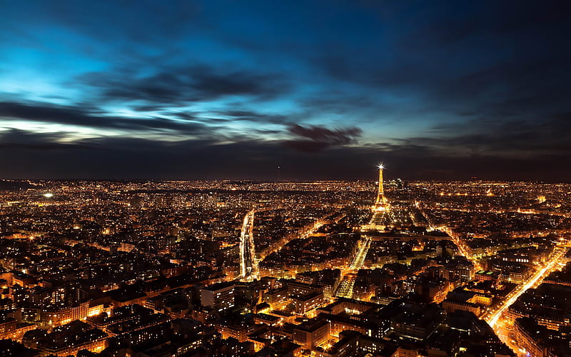 Paris Night Skyline-graphy, HD wallpaper