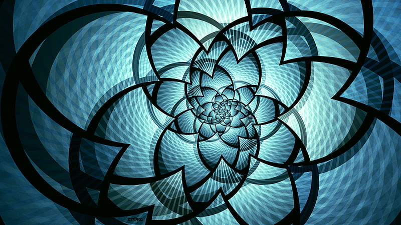 Blue Glassy Flower Art Abstract, HD wallpaper