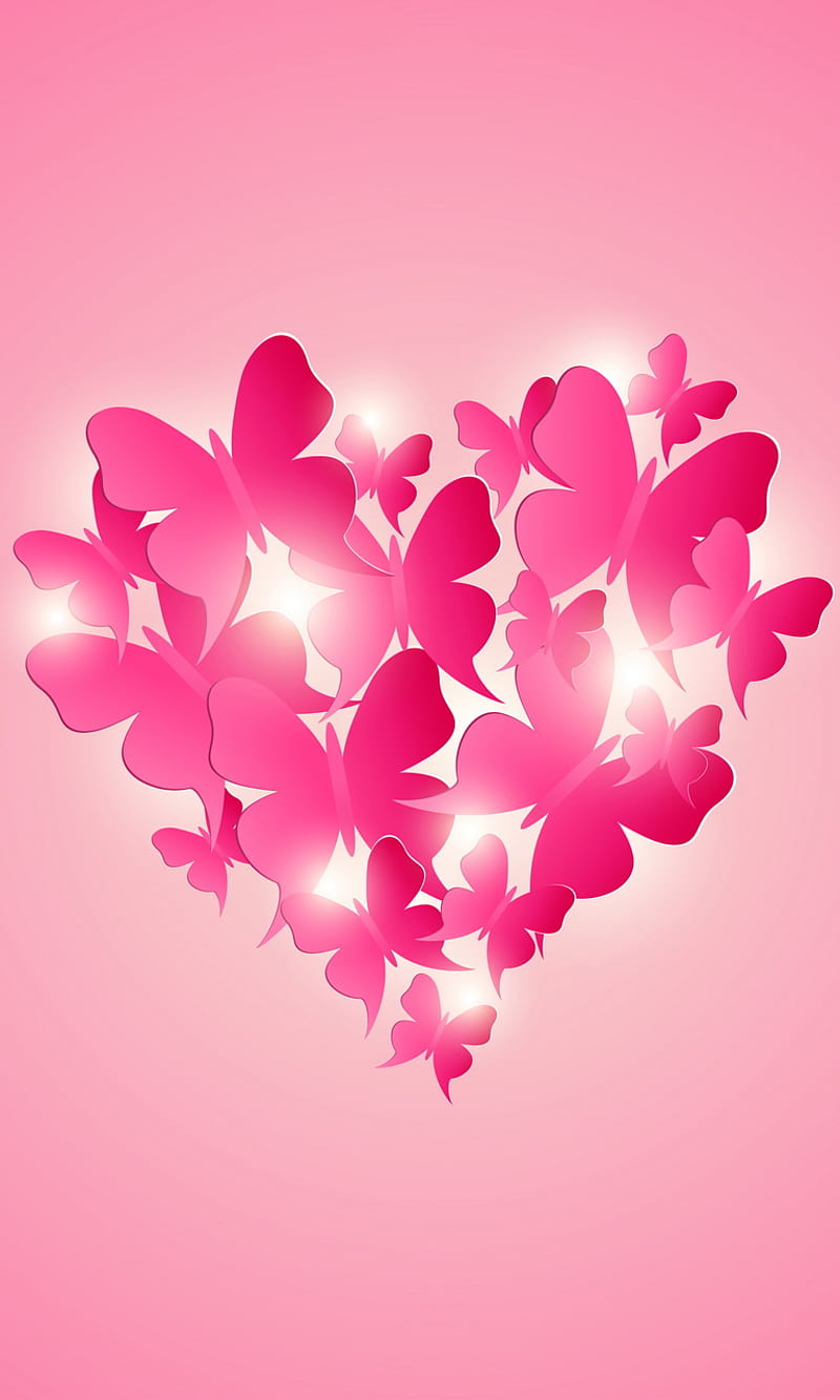 Pink Butterflies, abstract, bonito, butterflies, love, pink, HD phone wallpaper