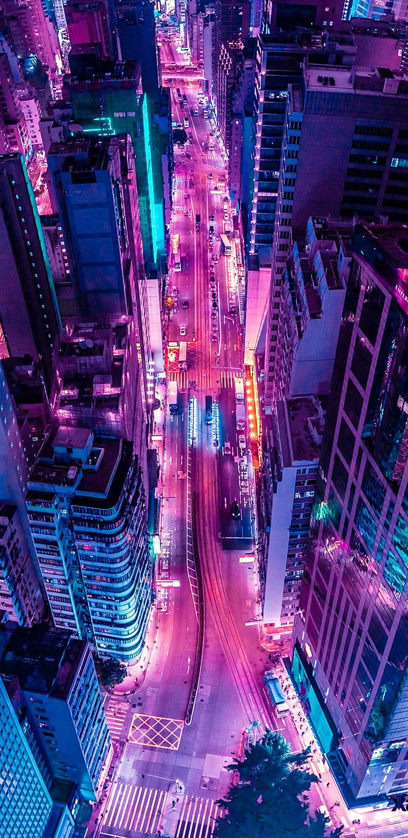 colorful city lights at night
