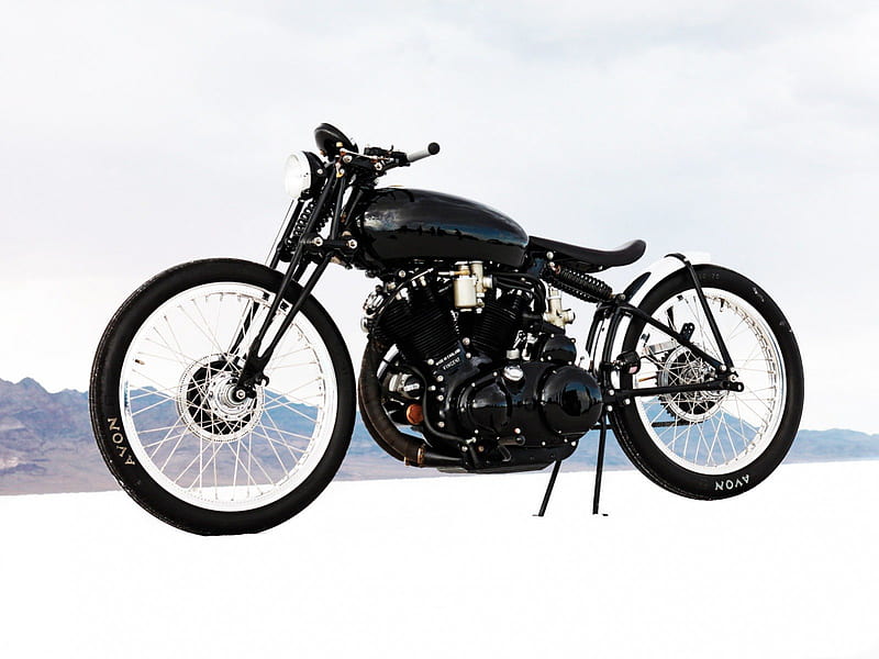 1952 Vincent Black Lightning Custom, motor, black, custom, cycle, 52, old, motorcycle, 1952, vincent, antique, lightning, classic, vintage, HD wallpaper