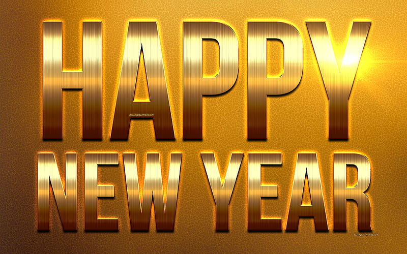 Happy New Year, golden letters, golden texture, 2019 concepts, congratulation, postcard, background, HD wallpaper