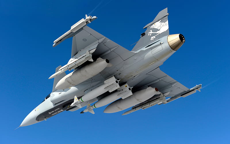 Saab JAS 39 Gripen, Swedish military aircraft, fighter Swedish Air Force, modern military aviation, HD wallpaper