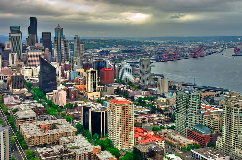 Seattle at Large, city, r, seattle, cityscape, HD wallpaper