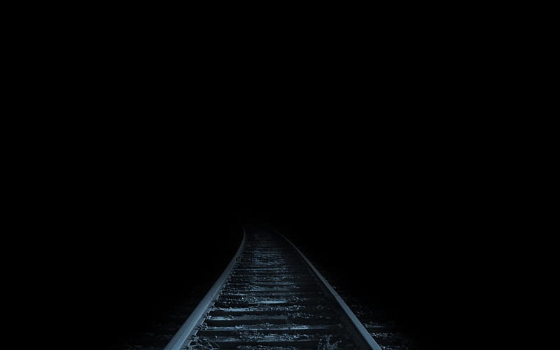 Mystery Train, Train Tracks, Black, Darkness, dark, Mysterious, HD wallpaper