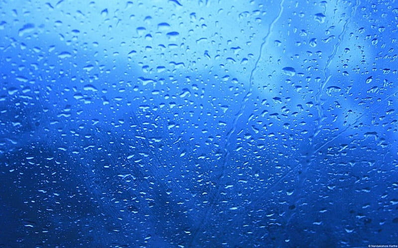 rain, raindrops, background, abstract, graphy, water, nature, waterdrops, blue, HD wallpaper