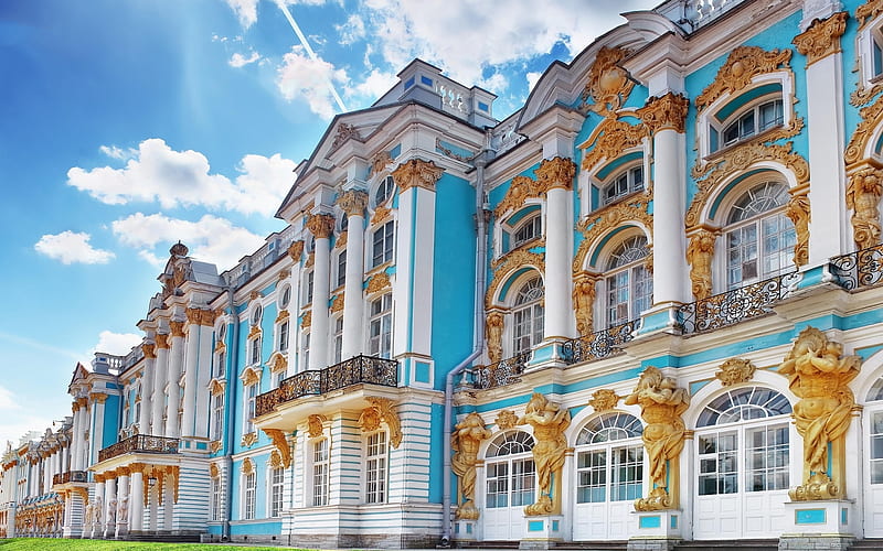 Catherine Palace, museum, Great Palace of Tsarskoye Selo, Rococo, Russia, St Petersburg, HD wallpaper