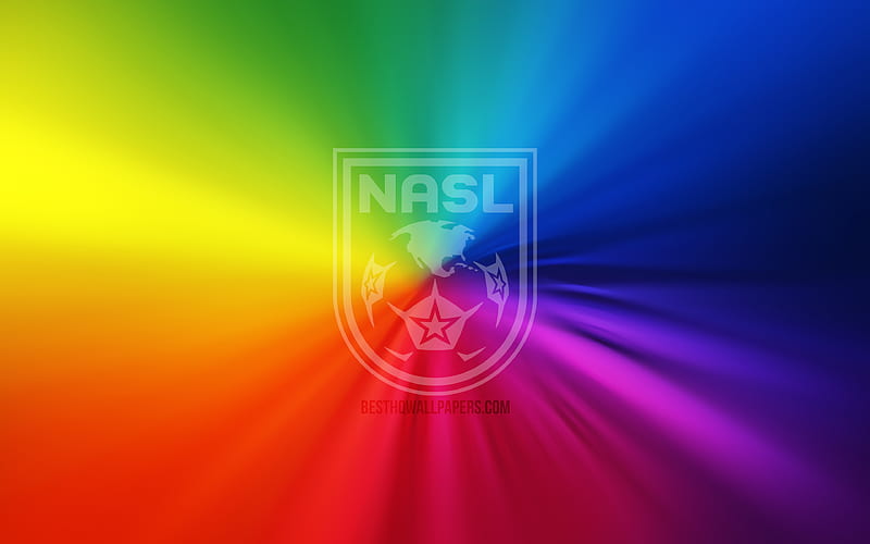 NASL logo vortex, North American Soccer League, rainbow backgrounds, creative, artwork, NASL, HD wallpaper