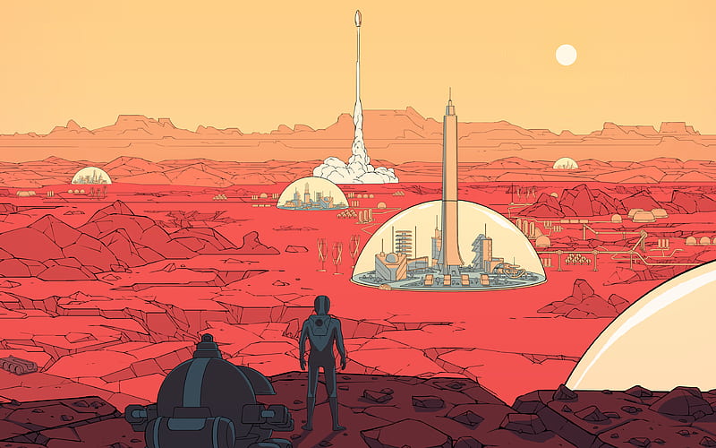 Surviving Mars 2018 games, poster, strategy, HD wallpaper