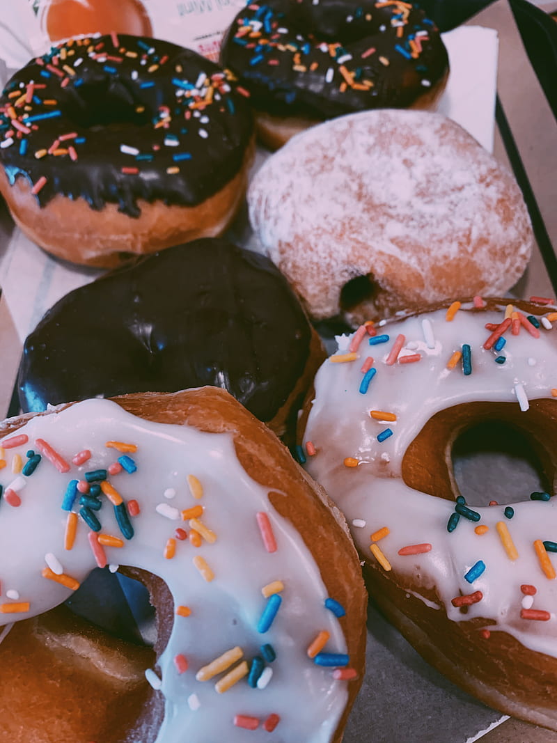 donuts, candy, coffee, comida, food, huawei, sprinkles, tik tok, tiktok, HD phone wallpaper