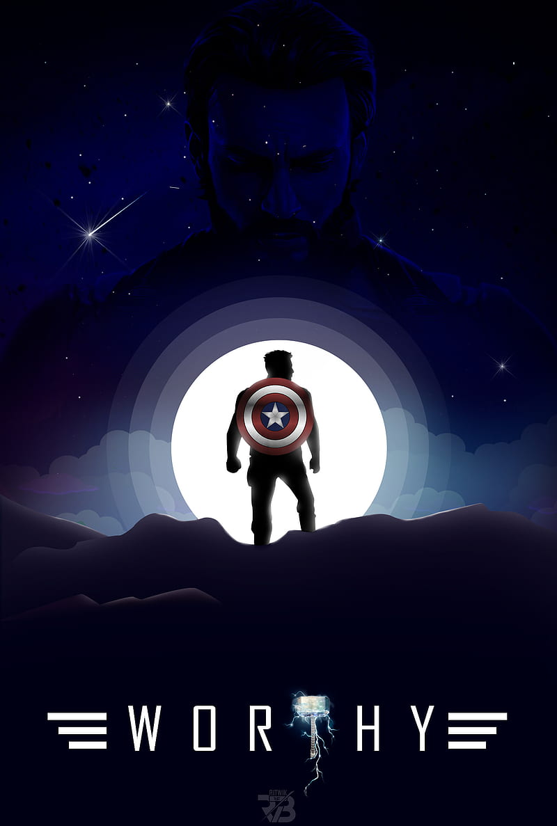 Captain America, avengers, avengers endgame, chris evans, civil war, infinity war, marvel, mjolnir, thor, worthy, HD phone wallpaper