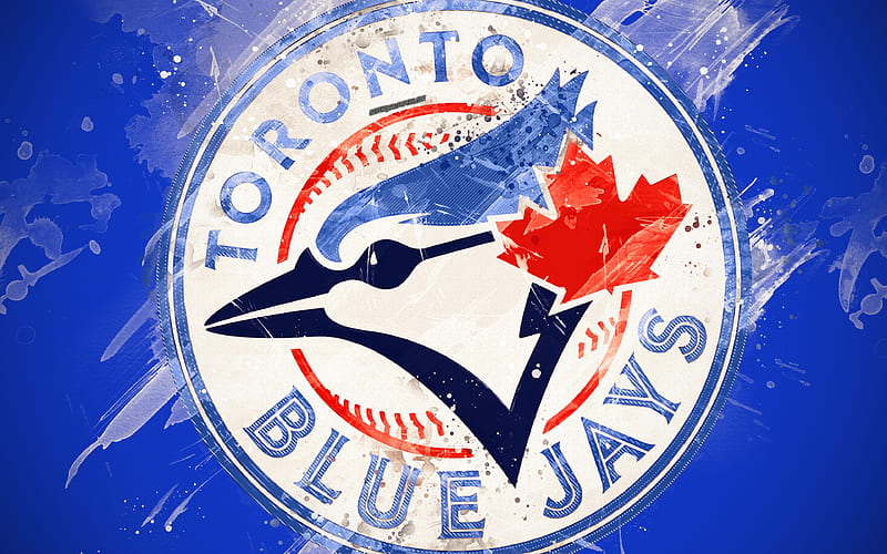 Toronto Blue Jays grunge art, logo, Canadian baseball club, MLB, green background, emblem, Toronto, Canada, USA, Major League Baseball, American League, creative art, HD wallpaper