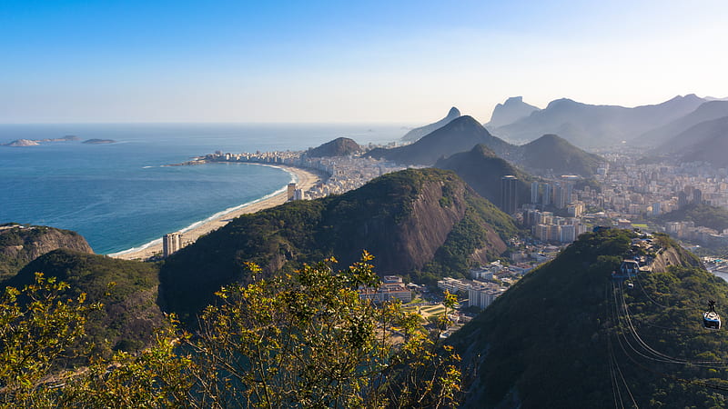 Brazil Copacabana Sugarloaf Mountain Mountain Rio De Janeiro Travel, HD wallpaper