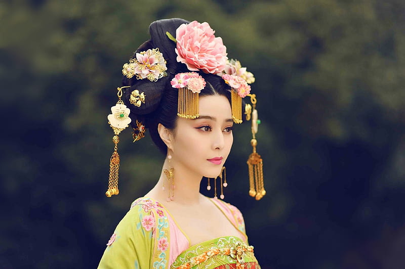 The Empress of China (2014 - 2015), frumusete, fan bingbing, the empress of china, yellow, woman, actress, tv series, flower, beauty, tv sereis, pink, HD wallpaper