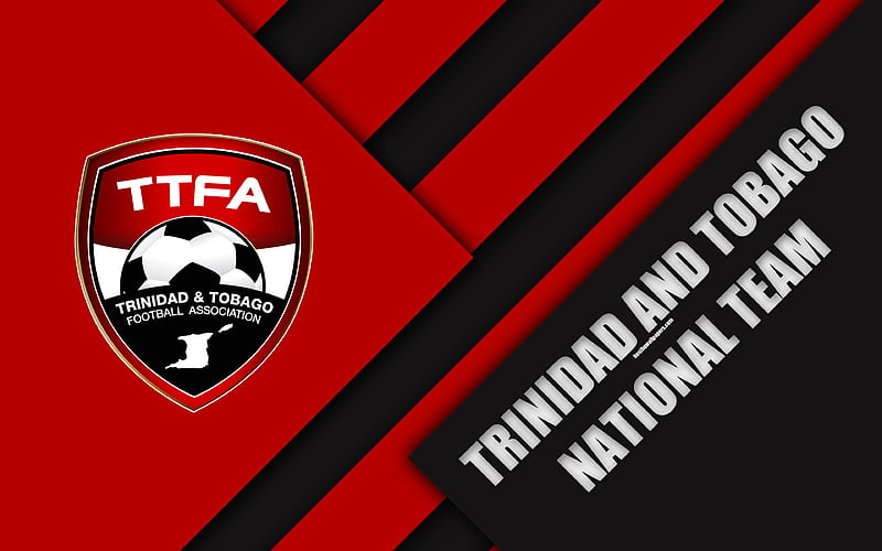 Trinidad and Tobago national football team emblem, material design, red black abstraction, logo, football, Trinidad and Tobago, coat of arms, HD wallpaper