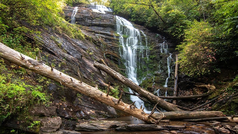 King Creek Falls, South Carolina, trees, cascades, river, deadwood, usa ...