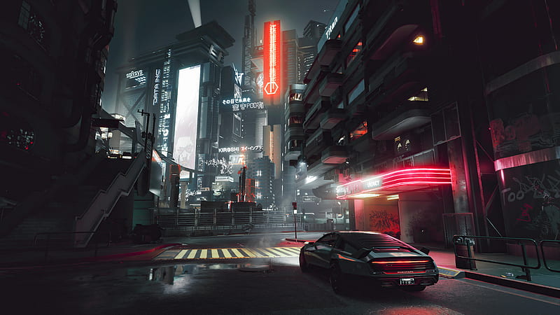 Download wallpaper 1920x1080 cyberpunk, game, city shot, car, full hd,  hdtv, fhd, 1080p wallpaper, 1920x1080 hd background, 27668