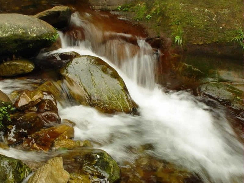 Rocky Waterfall, stream, waterfall, moss covered rocks, HD wallpaper ...