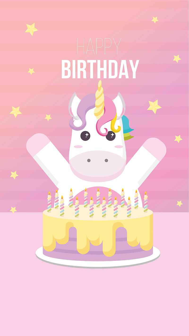HappyBirtayUnicorn, unicorn, pink, birtay, kids, HD phone wallpaper
