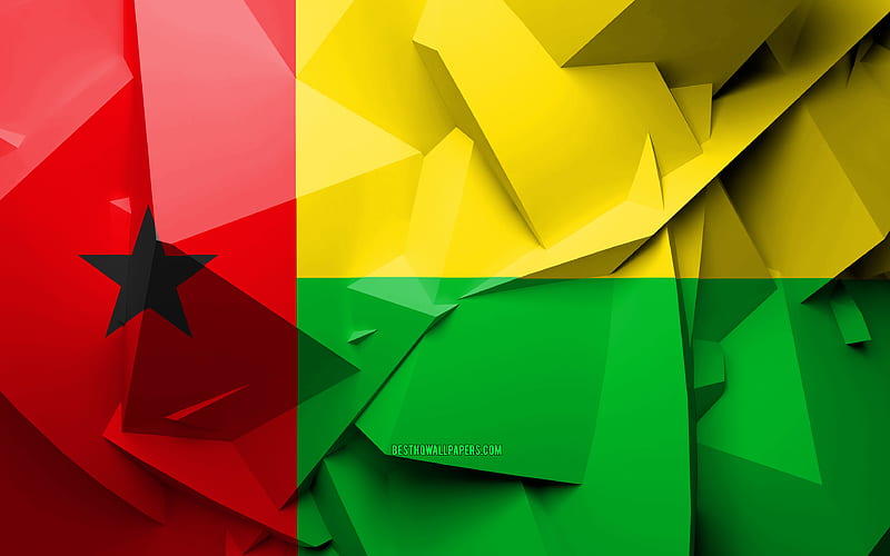 Flag of Guinea-Bissau, geometric art, African countries, Guinea-Bissau flag, creative, Guinea-Bissau, Africa, Guinea-Bissau 3D flag, national symbols, HD wallpaper
