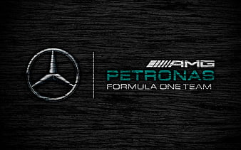 Mercedes-AMG Petronas logo, F1 teams, F1, Mercedes-AMG F1 flag, Formula 1, wooden texture, Formula 1 2018, Mercedes-AMG F1, HD wallpaper