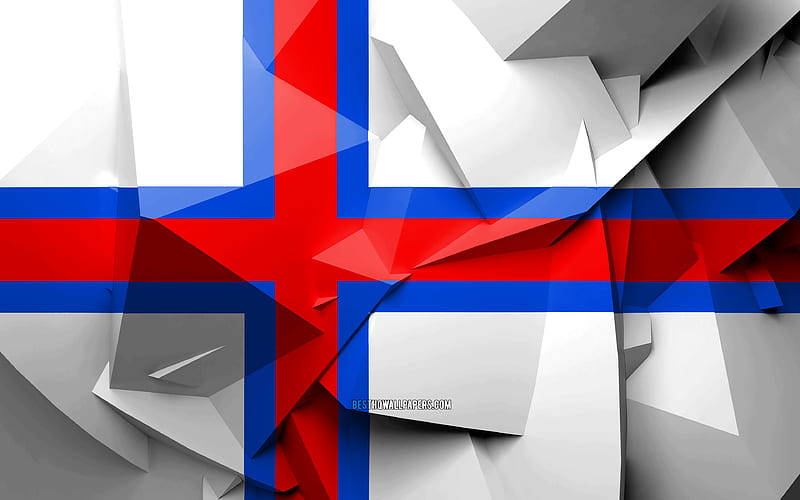 Flag of Faroe Islands, geometric art, European countries, Faroese flag, creative, Faroe Islands, Europe, Faroe Islands 3D flag, national symbols, HD wallpaper
