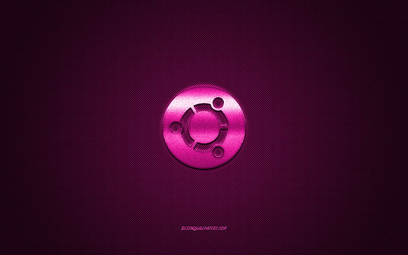 Ubuntu logo, pink shiny logo, Ubuntu metal emblem, for Ubuntu, Linux, pink carbon fiber texture, Ubuntu, brands, creative art, HD wallpaper