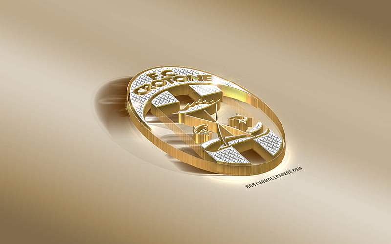 FC Crotone, Italian football club, golden silver logo, Crotone, Italy, Serie B, 3d golden emblem, creative 3d art, football, HD wallpaper