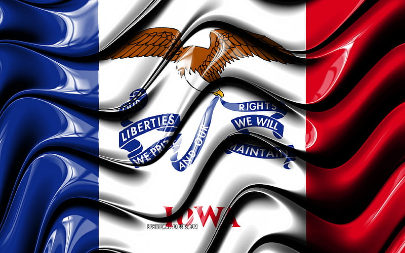 Iowa flag United States of America, administrative districts, Flag of Iowa, 3D art, Iowa, american states, Iowa 3D flag, USA, North America, HD wallpaper