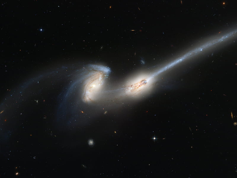 galaxy, spirals, stars, space, congestion, mice galaxies, ngc 4676, HD wallpaper