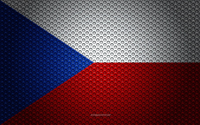 Flag of Czech Republic creative art, metal mesh texture, Czech Republic flag, national symbol, Czech Republic, Europe, flags of European countries, HD wallpaper