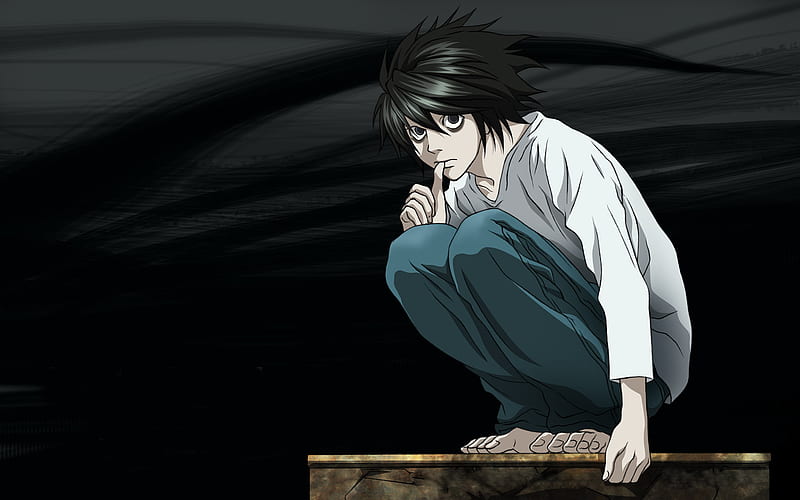 L Death Note, l, alone, detective, death note, anime, dark, HD wallpaper