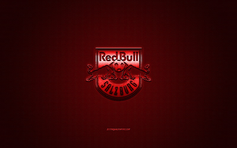 FC Salzburg, Austrian football club, Austrian Bundesliga, red logo, red carbon fiber background, football, Salzburg, Austria, FC Salzburg logo, HD wallpaper