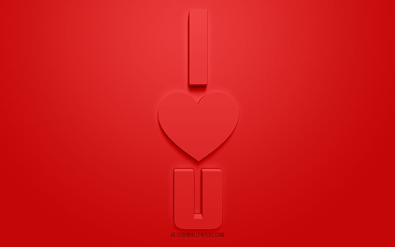I Love U, 3d love concepts, red background, 3d letters, I Love You, red love background, HD wallpaper