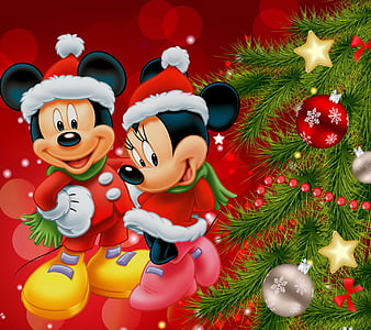 Disney Christmas, cartoon, fir tree, merry, mickey, minnie, HD ...