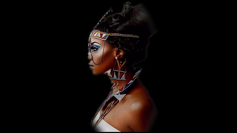 La Femme African Headdress, artistic, pretty, stunning, african, bold, bonito, breathtaking, woman, women, feminine, lafemme portrait, gorgeous, lafemme headdress, daring, lovely, female, creative, girl, african headdress, HD wallpaper