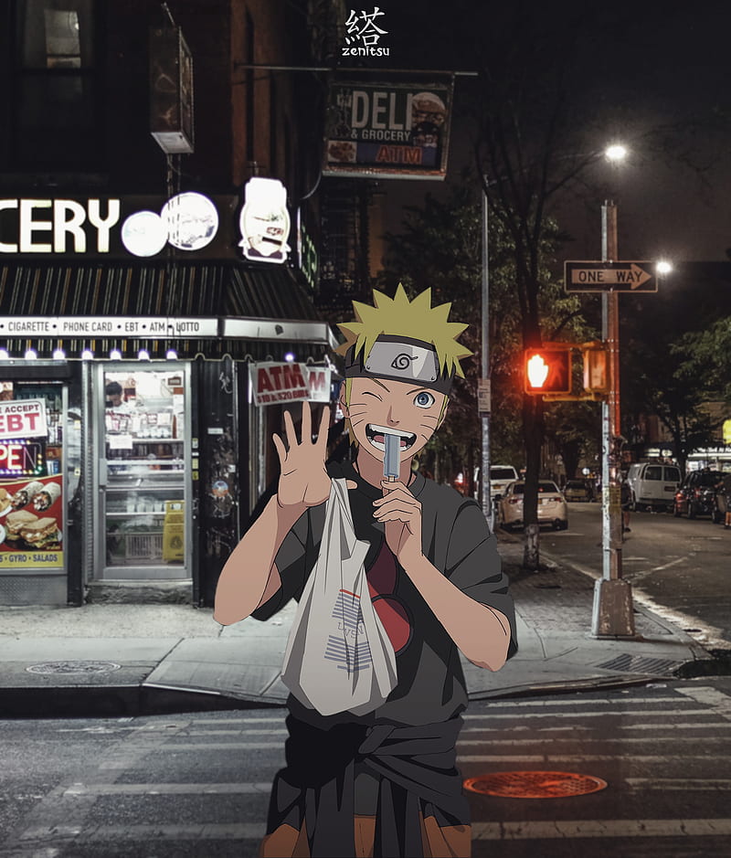 Naruto, anime, city, edit, food, sakura, sasuke, HD phone wallpaper
